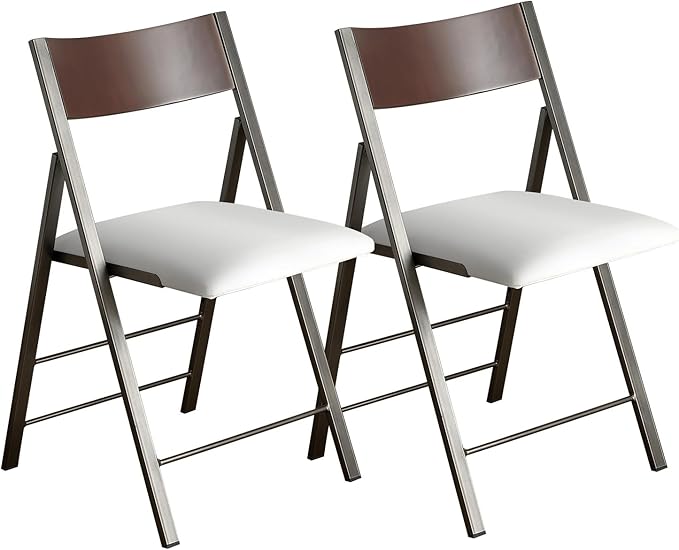 Folding Chairs with Cushion 2 Pack - Heavy Duty Steel Frame