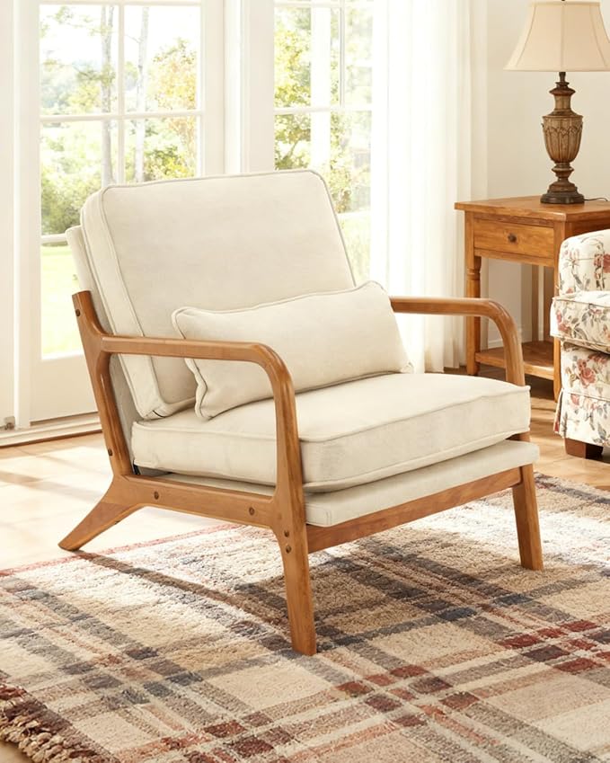 Karl home Accent Chair Mid-Century Modern Chair with Pillow