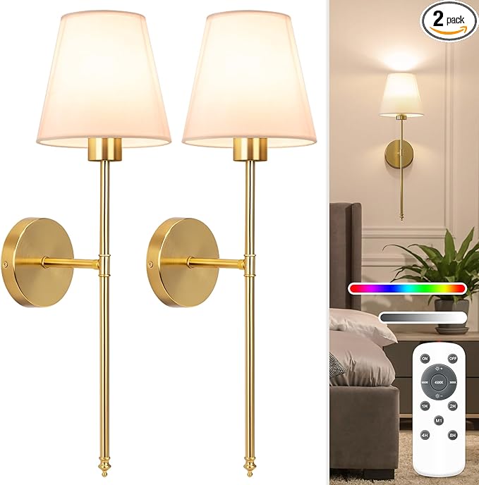 NIORSUN Battery Operated Wall Sconce Set of 2