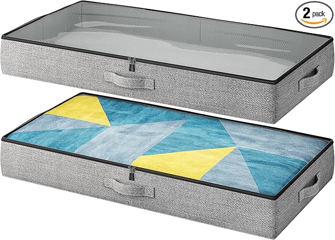 Flat Under-Bed Storage Bins, 2-Pack